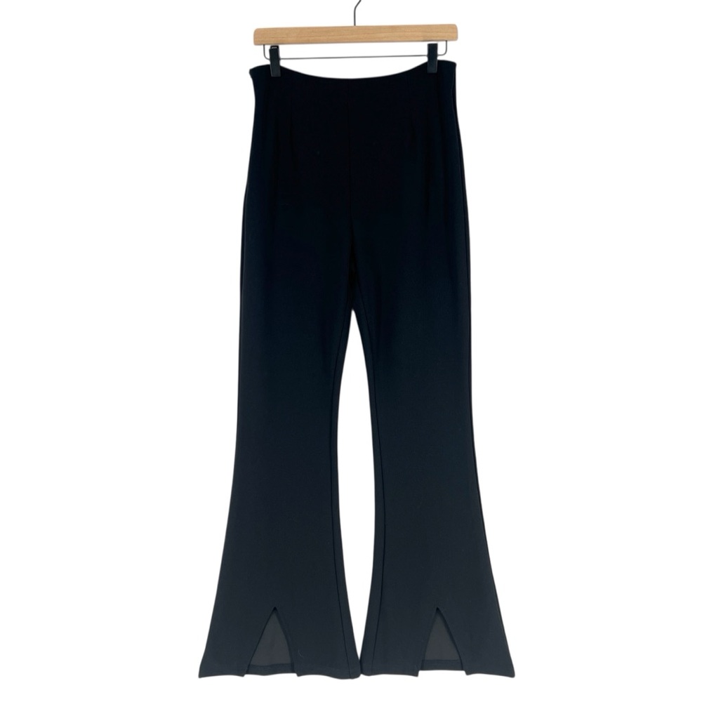 Wdirara Stretch Crepe Black Flared Cutout Hem Women's‎ Side Zip Pants NWT Size M